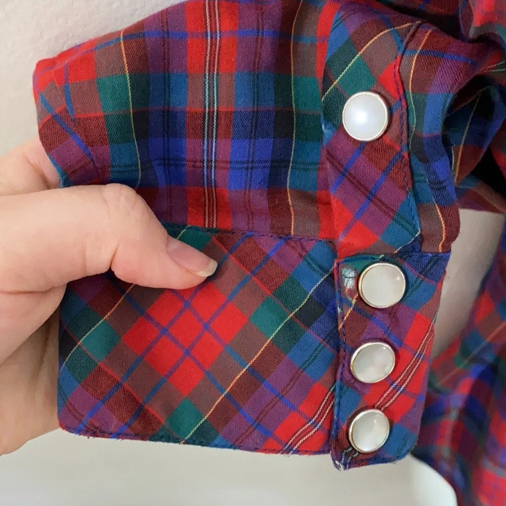 Levi’s vintage 70s pearl snap button plaid shirt